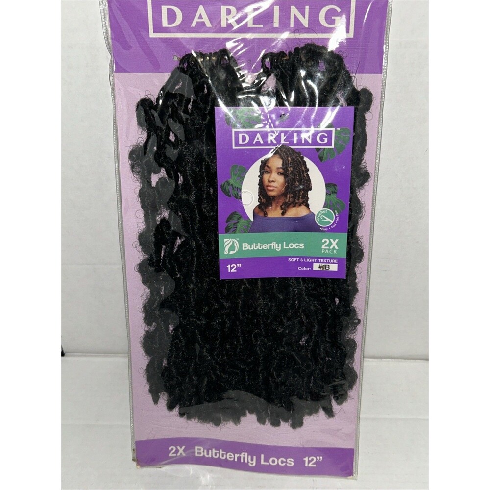Darling Butterfly Locs #1B 12" 2X Synthetic Hair Medium. Soft & Light Texture